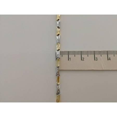BRACCIALE ORO 18 Kt 750% Uomo Donna Unisex Bicolore GIALLO BIANCO Maglia Catena - 3