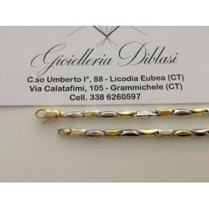 BRACCIALE In ORO 18 Karati 750% Uomo Donna Bicolore GIALLO BIANCO Maglia Catena - 1 2