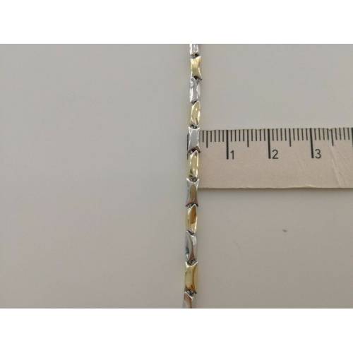 BRACCIALE In ORO 18 Karati 750% Uomo Donna Bicolore GIALLO BIANCO Maglia Catena - 3