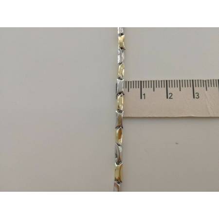 BRACCIALE In ORO 18 Karati 750% Uomo Donna Bicolore GIALLO BIANCO Maglia Catena - 3