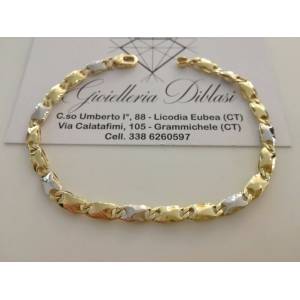 BRACCIALE In ORO 18 Karati 750% Uomo Donna Bicolore GIALLO BIANCO Maglia Catena - 1