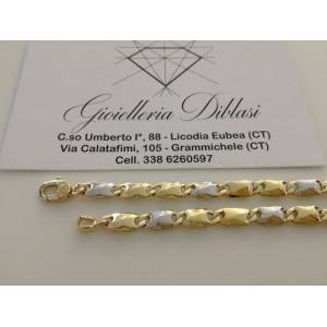 BRACCIALE In ORO 18 Karati 750% Uomo Donna Bicolore GIALLO BIANCO Maglia Catena - 1 2