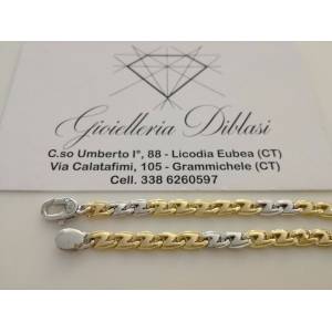BRACCIALE In ORO 18 Karati 750% Uomo Donna Bicolore GIALLO BIANCO Maglia Catena - 1 2