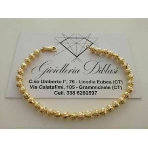 BRACCIALE Uomo Donna Oro Giallo 18 Karati 750% Unisex ORO con Sfere Diamantate - 1