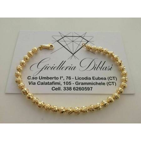 BRACCIALE Uomo Donna Oro Giallo 18 Karati 750% Unisex ORO con Sfere Diamantate - 1