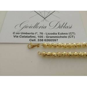 BRACCIALE Uomo Donna Oro Giallo 18 Karati 750% Unisex ORO con Sfere Diamantate - 1 2