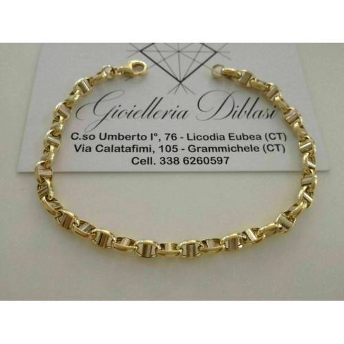 BRACCIALE Uomo Donna Oro 18 Karati 750% Unisex ORO GIALLO e BIANCO Bicolore - 1