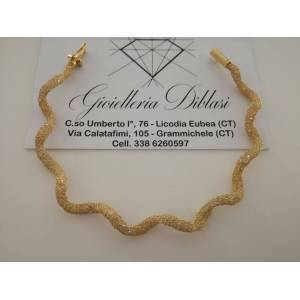 BRACCIALE Elastico Oro Donna 18 Karati 750% ORO GIALLO e Swarovski Made in italy - 1