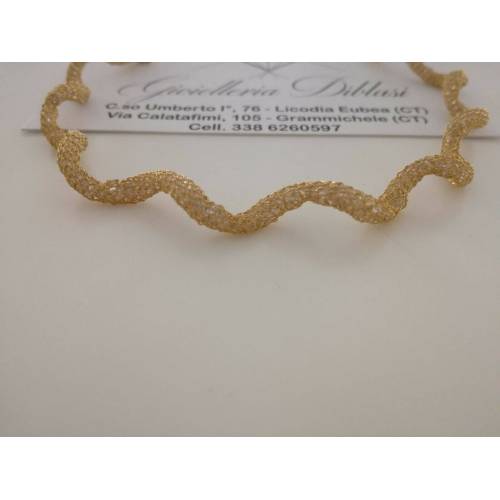 BRACCIALE Elastico Oro Donna 18 Karati 750% ORO GIALLO e Swarovski Made in italy - 2