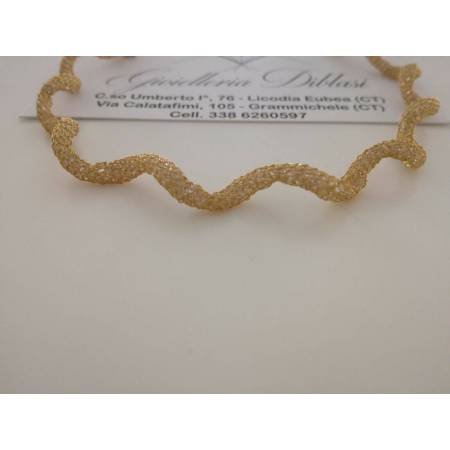 BRACCIALE Elastico Oro Donna 18 Karati 750% ORO GIALLO e Swarovski Made in italy - 2