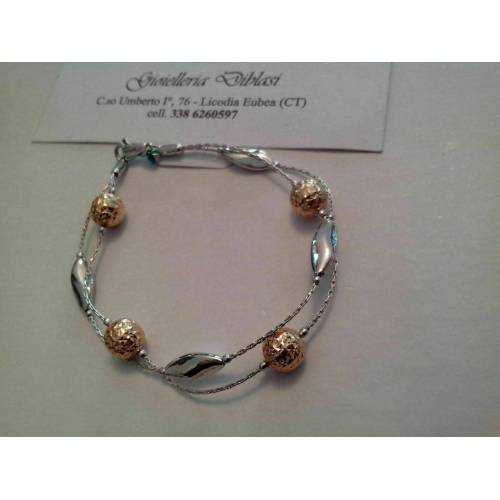 BRACCIALE Donna ORO ROSA e BIANCO Bicolore Oro 18 Karati 750% Made in Italia - 1