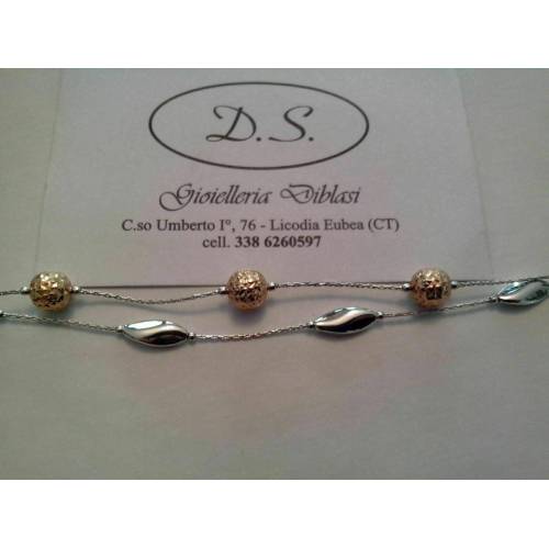 BRACCIALE Donna ORO ROSA e BIANCO Bicolore Oro 18 Karati 750% Made in Italia - 2