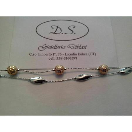 BRACCIALE Donna ORO ROSA e BIANCO Bicolore Oro 18 Karati 750% Made in Italia - 2