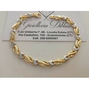 BRACCIALE In ORO 18 Karati 750% Uomo Donna Bicolore GIALLO BIANCO Maglia Catena - 1