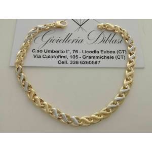 BRACCIALE Oro 18 Karati 750% Uomo Donna Unisex ORO GIALLO e BIANCO Bicolore - 1
