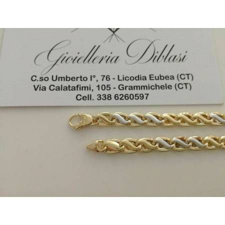 BRACCIALE Oro 18 Karati 750% Uomo Donna Unisex ORO GIALLO e BIANCO Bicolore - 2