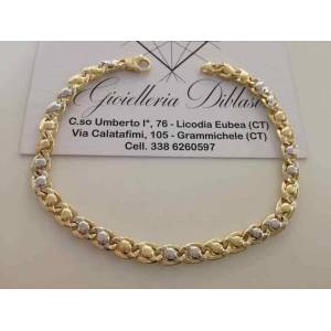 BRACCIALE Uomo Donna Oro 18 Karati 750% Unisex ORO GIALLO e BIANCO Bicolore - 1
