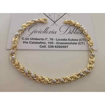 BRACCIALE Uomo Donna Oro 18 Karati 750% Unisex ORO GIALLO e BIANCO Bicolore - 1