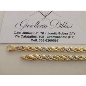 BRACCIALE Uomo Donna Oro 18 Karati 750% Unisex ORO GIALLO e BIANCO Bicolore - 1 2