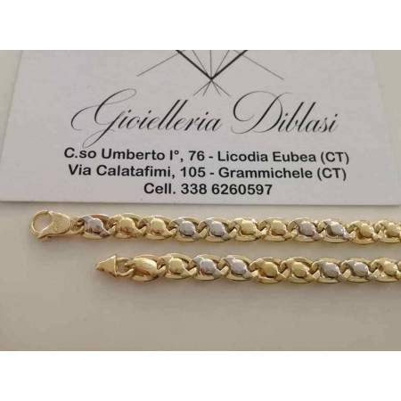 BRACCIALE Uomo Donna Oro 18 Karati 750% Unisex ORO GIALLO e BIANCO Bicolore - 2