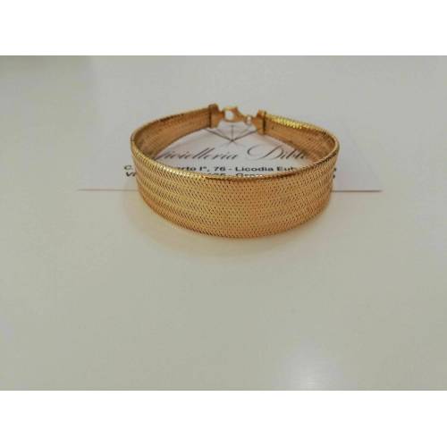 BRACCIALE Donna Oro 18 Karati 750% ORO GIALLO Maglia Semirigida Elastica - 1