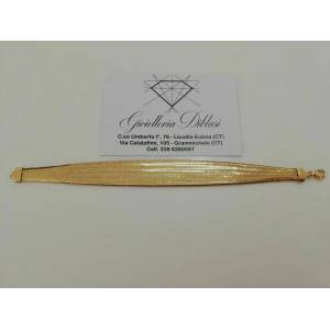 BRACCIALE Donna Oro 18 Karati 750% ORO GIALLO Maglia Semirigida Elastica - 1 2