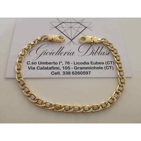 BRACCIALE Oro 18 Karati 750% Uomo Donna Unisex ORO GIALLO e BIANCO Bicolore - 1