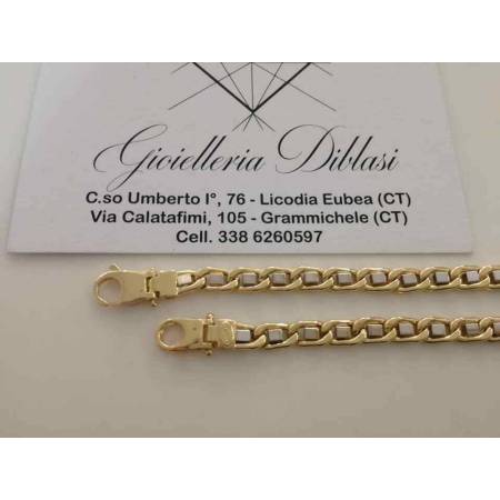 BRACCIALE Oro 18 Karati 750% Uomo Donna Unisex ORO GIALLO e BIANCO Bicolore - 2