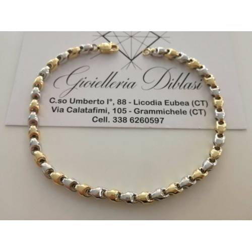 BRACCIALE In ORO 18 Karati 750% Uomo Donna Bicolore GIALLO BIANCO Maglia Catena - 1