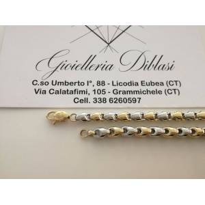 BRACCIALE In ORO 18 Karati 750% Uomo Donna Bicolore GIALLO BIANCO Maglia Catena - 1 2