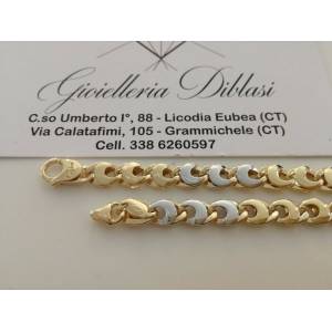 BRACCIALE In ORO 18 Karati 750% Uomo Donna Bicolore GIALLO BIANCO Maglia Catena - 1 2
