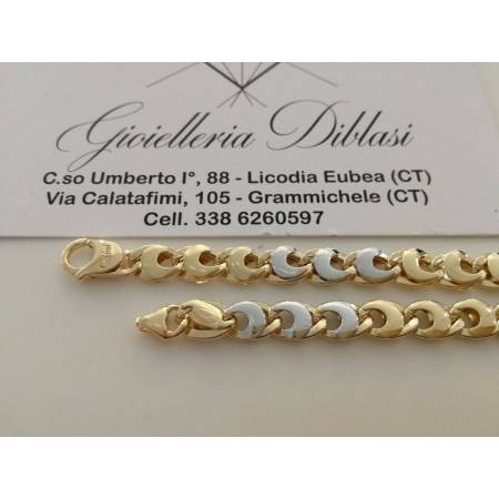 BRACCIALE In ORO 18 Karati 750% Uomo Donna Bicolore GIALLO BIANCO Maglia Catena - 2