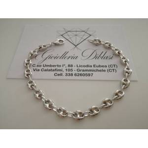 BRACCIALE ORO BIANCO 18 Karati Modello Catena MAGLIA MARINARA Uomo Donna Unisex - 1