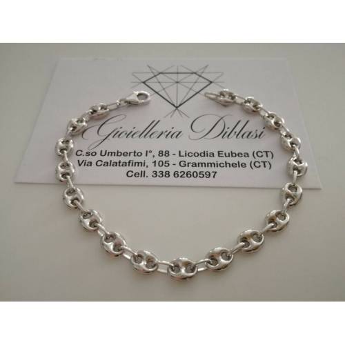 BRACCIALE ORO BIANCO 18 Karati Modello Catena MAGLIA MARINARA Uomo Donna Unisex - 1