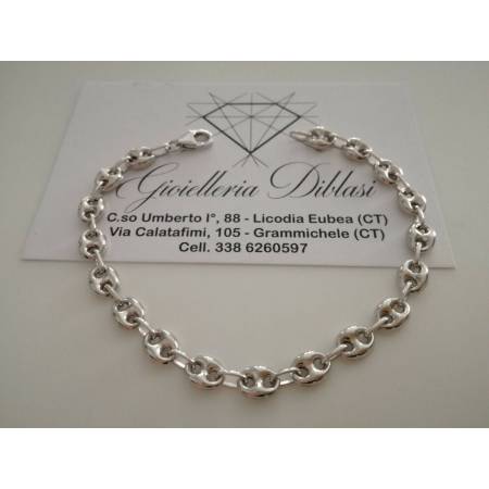 BRACCIALE ORO BIANCO 18 Karati Modello Catena MAGLIA MARINARA Uomo Donna Unisex - 1