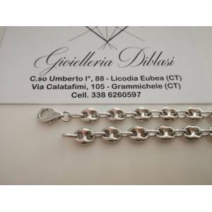 BRACCIALE ORO BIANCO 18 Karati Modello Catena MAGLIA MARINARA Uomo Donna Unisex - 1 2