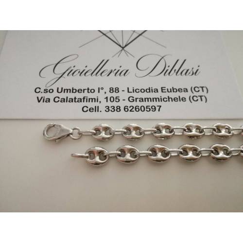 BRACCIALE ORO BIANCO 18 Karati Modello Catena MAGLIA MARINARA Uomo Donna Unisex - 2