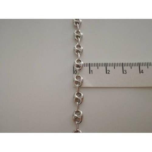 BRACCIALE ORO BIANCO 18 Karati Modello Catena MAGLIA MARINARA Uomo Donna Unisex - 3