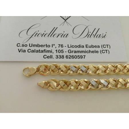 BRACCIALE ORO 18 Karati 750% Uomo Donna Unisex ORO GIALLO e BIANCO Bicolore - 2