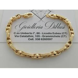 BRACCIALE Uomo Donna Unisex ORO GIALLO 18 Karati 750%/1000 Maglia CATENA Italia - 1
