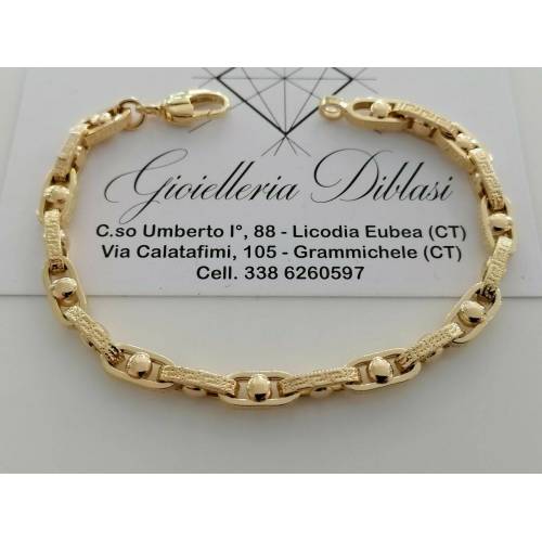 BRACCIALE Uomo Donna Unisex ORO GIALLO 18 Karati 750%/1000 Maglia CATENA Italia - 1