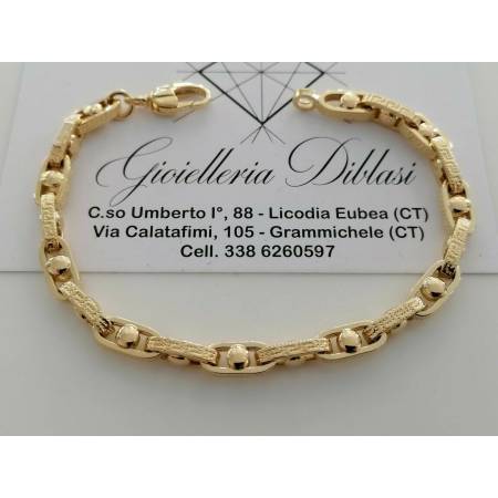 BRACCIALE Uomo Donna Unisex ORO GIALLO 18 Karati 750%/1000 Maglia CATENA Italia - 1