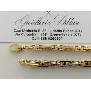 BRACCIALE Uomo Donna Unisex ORO GIALLO 18 Karati 750%/1000 Maglia CATENA Italia - 1 2