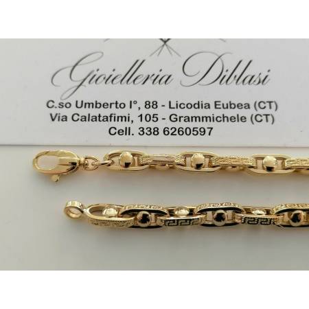 BRACCIALE Uomo Donna Unisex ORO GIALLO 18 Karati 750%/1000 Maglia CATENA Italia - 2