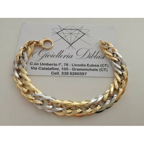 BRACCIALE In ORO Bicolore GIALLO e BIANCO Oro 18 Karati 750% Donna Made in italy - 1