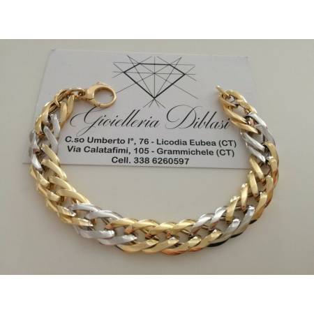 BRACCIALE In ORO Bicolore GIALLO e BIANCO Oro 18 Karati 750% Donna Made in italy - 1