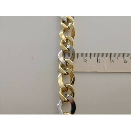 BRACCIALE In ORO 18 Karati 750% GIALLO BIANCO Donna Bicolore Maglia Ovali CATENA - 3
