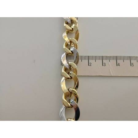 BRACCIALE In ORO 18 Karati 750% GIALLO BIANCO Donna Bicolore Maglia Ovali CATENA - 3