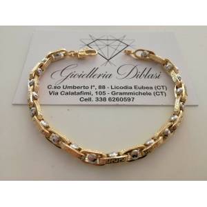 BRACCIALE In ORO 18 Karati 750% Uomo Donna Bicolore GIALLO BIANCO Maglia Catena - 1