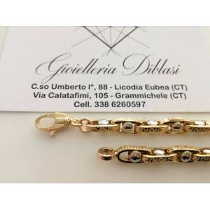BRACCIALE In ORO 18 Karati 750% Uomo Donna Bicolore GIALLO BIANCO Maglia Catena - 1 2